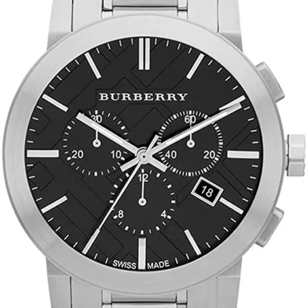 Burberry BU9351 Chronograph Black Dial Stainless Steel Men's Watch #114 running
